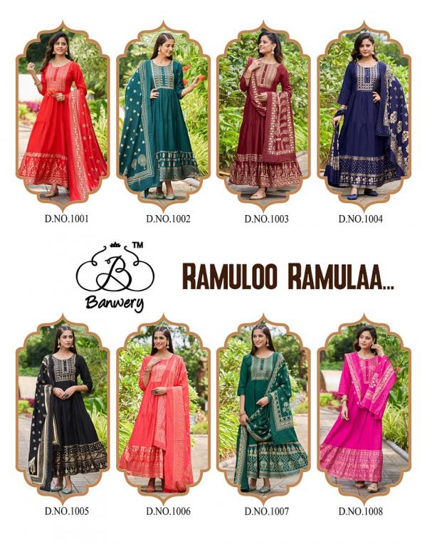 Banwery Ramuloo Ramulaa Heavy Rayon With Foil print Kurti With Dupatta 